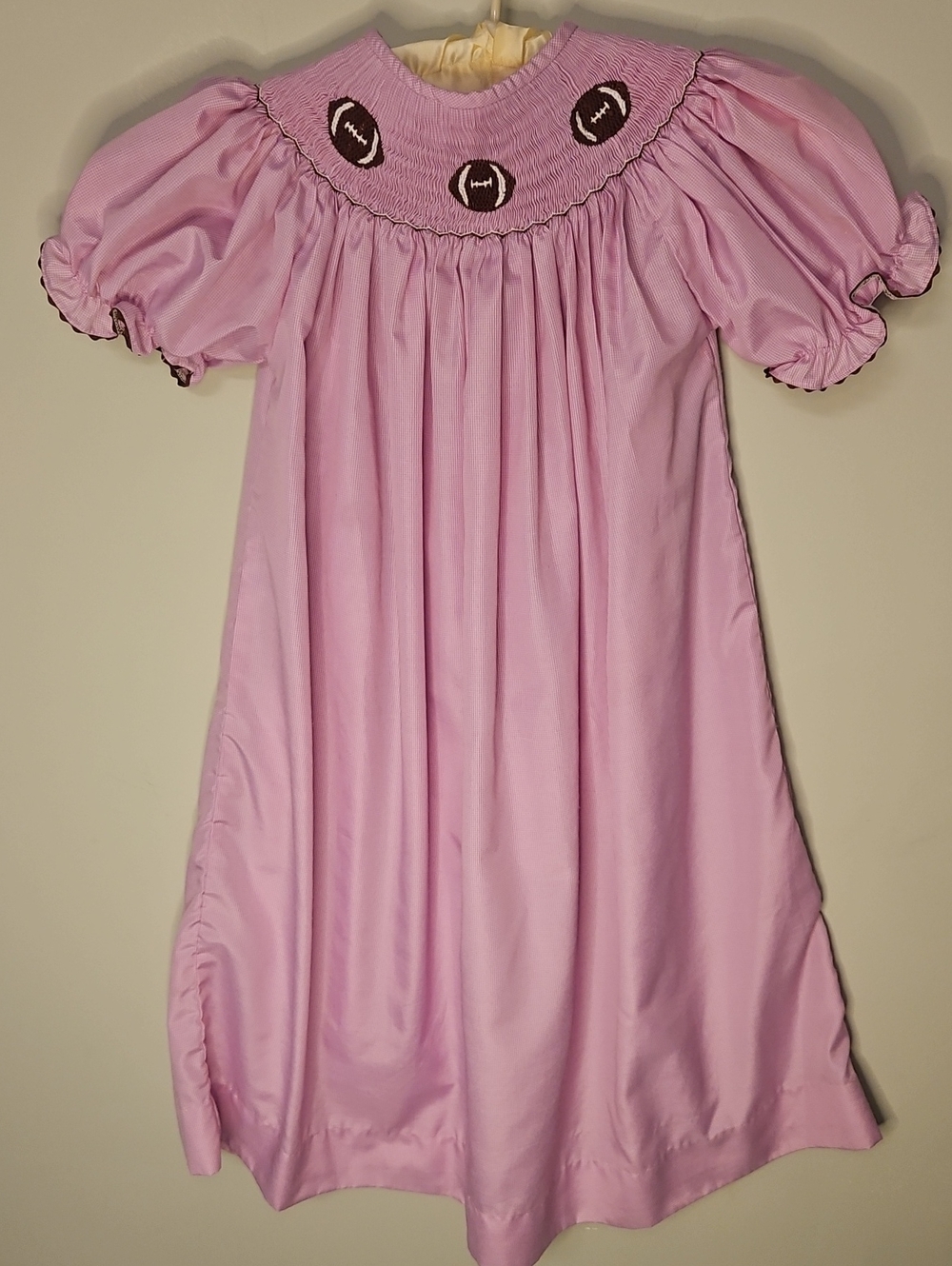 Girls Pink Smocked Football Dress